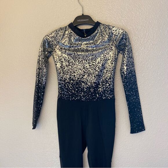 WEISSMAN Dance Costume black silver unitard jumpsuit Toccata 11427 IC 7/8 - Picture 2 of 11